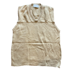 Vintage XL Tan Lord Jeff Sweater Vest 100% Lambswool USA Made